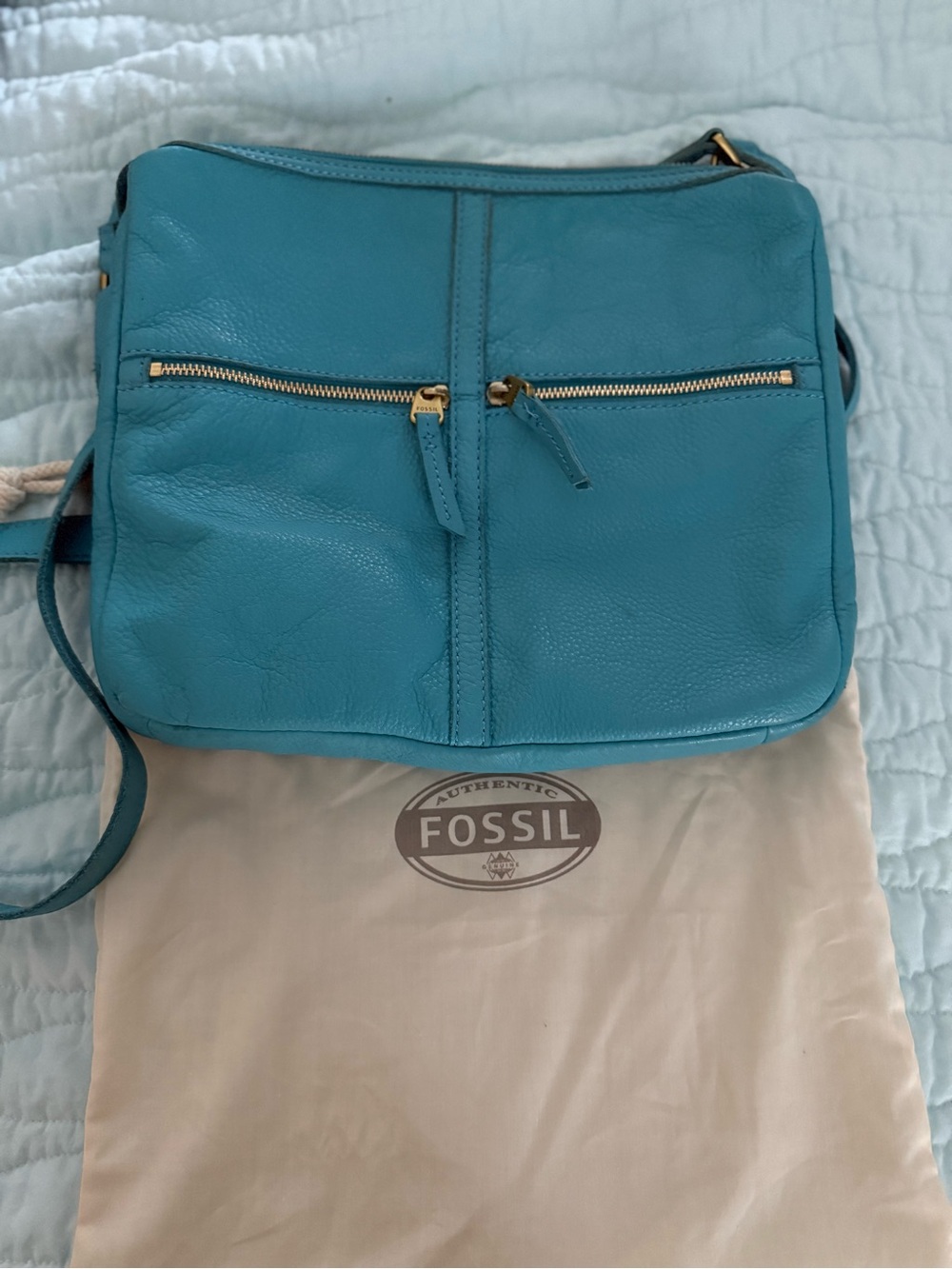 Fossil Turquoise Leather Crossbody Bag - Picture 6 of 7